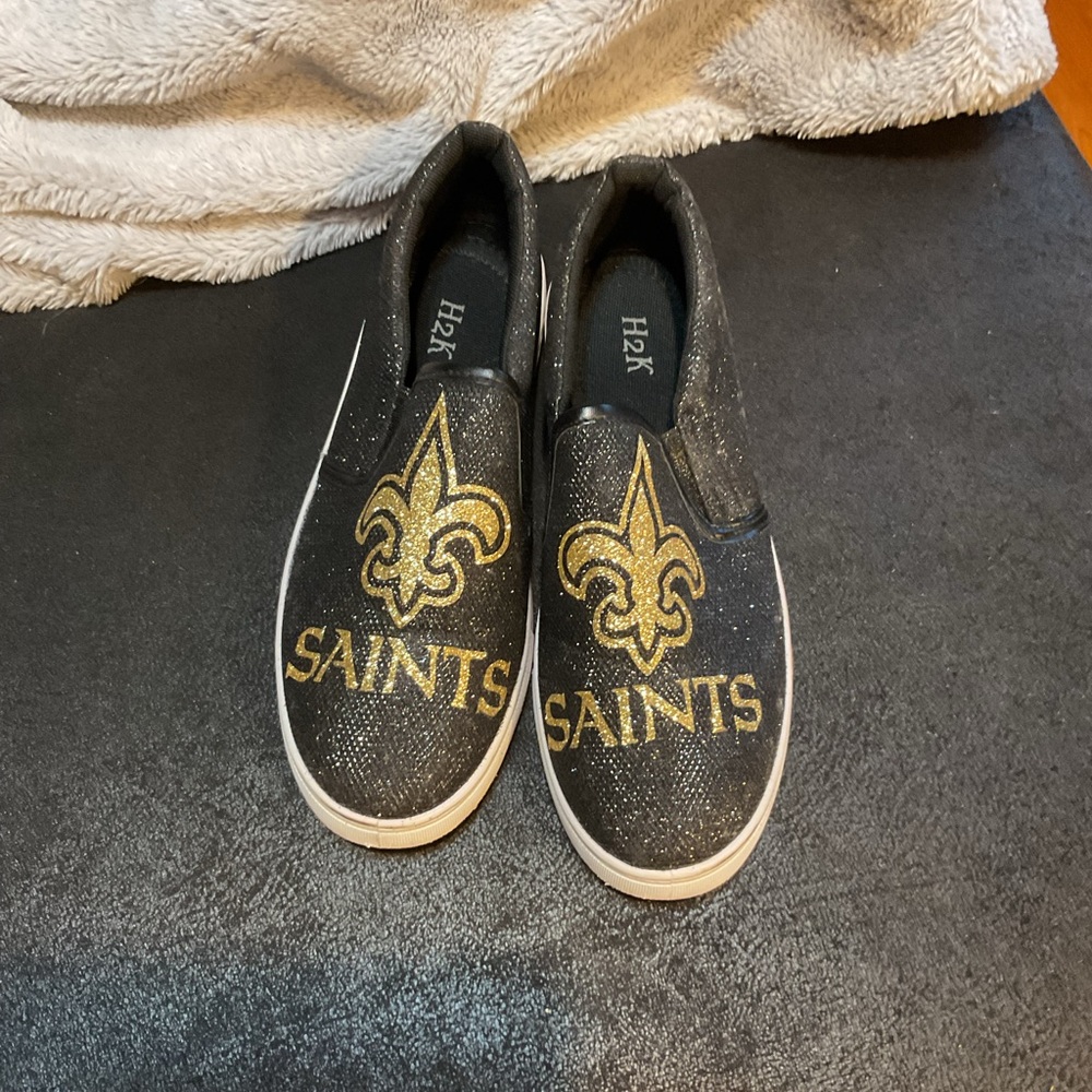 NFL Black and Gold Flats with Saints Logo